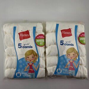 10 Hanes Girls Cotton Camis Tank Tops SIZE SMALL (6)  or MED (7-8)  NWT